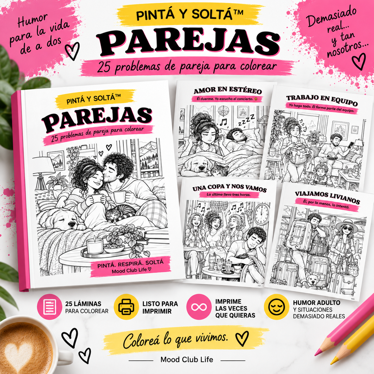 PINTÁ Y SOLTÁ™ PAREJAS — 25 problemas de pareja para colorear