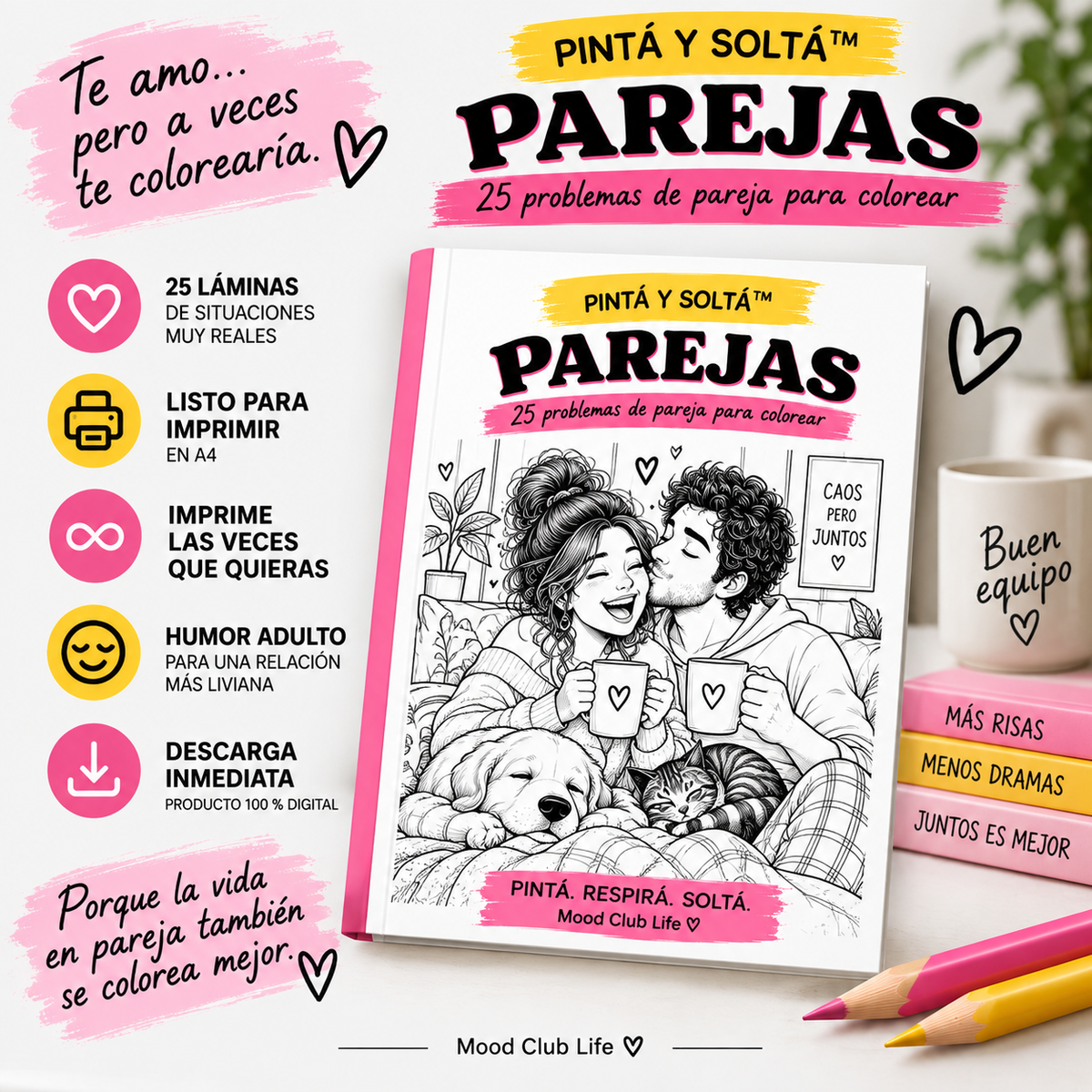 PINTÁ Y SOLTÁ™ PAREJAS — 25 problemas de pareja para colorear