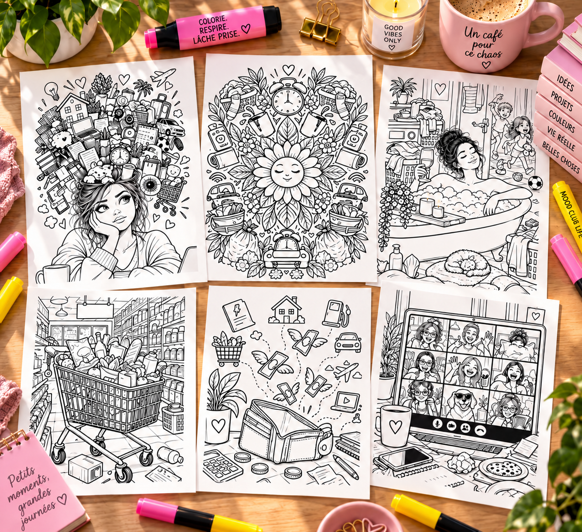 Colorie & Laisse Tomber™ – 50 coloriages pour survivre à la vie adulte