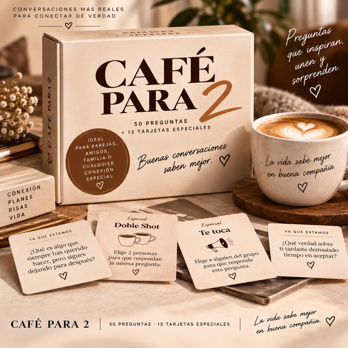 Café para 2 | 50 preguntas + 13 tarjetas especiales para conectar de verdad
