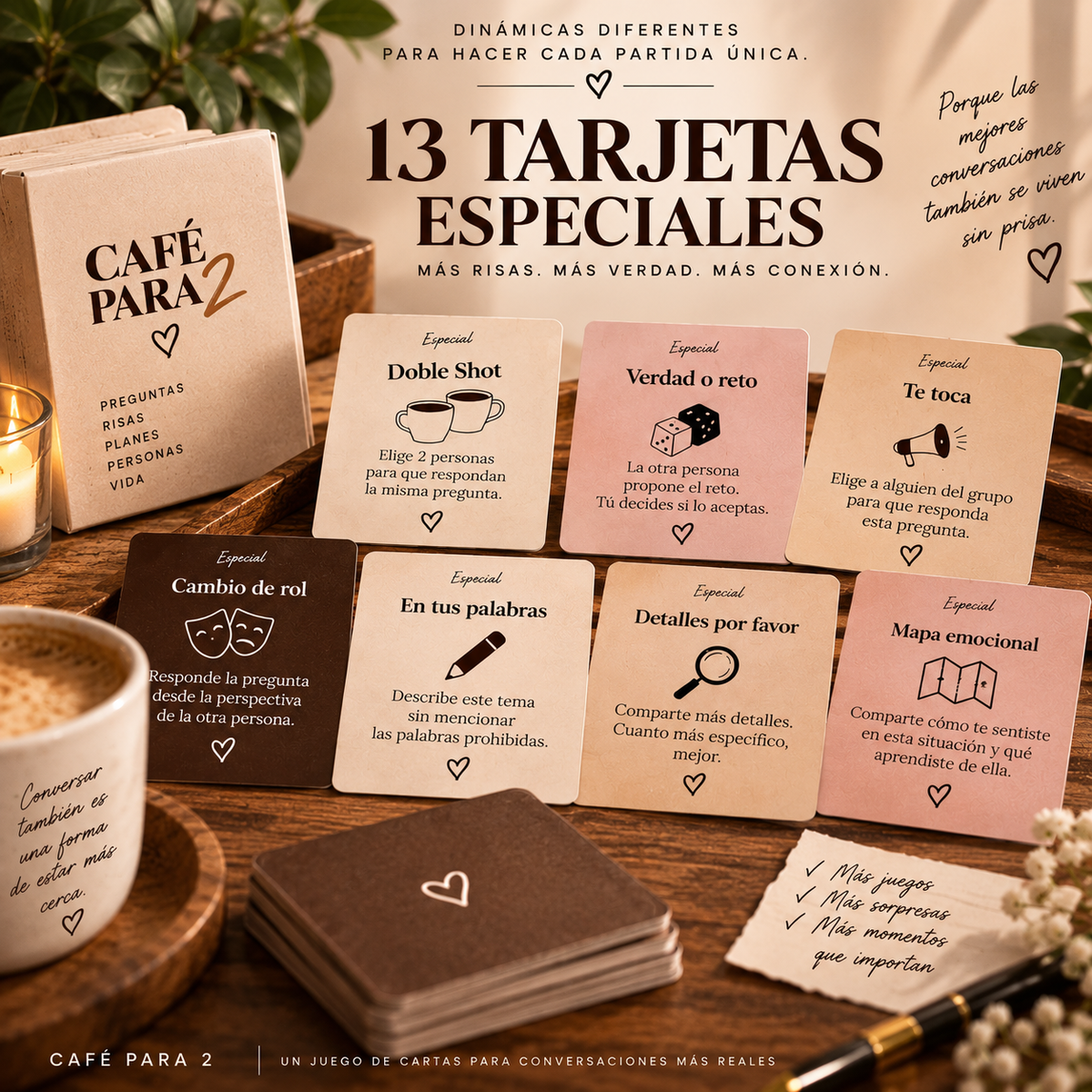 Café para 2 | 50 preguntas + 13 tarjetas especiales para conectar de verdad